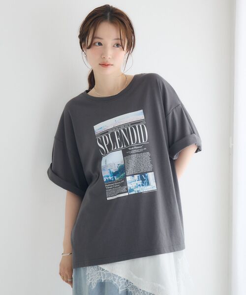 RETRO GIRL(レトロガール)の「cityフォトBIGTEE(Tシャツ/カットソー・レディース・チャコールグレー/グリーン/ホワイト・FREE)」の6枚目の写真