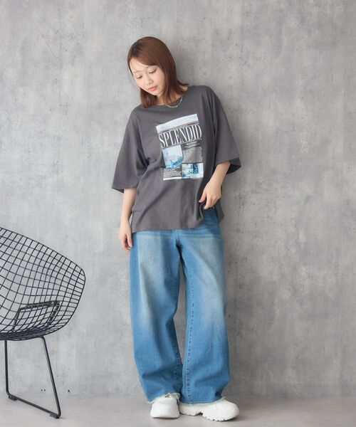 RETRO GIRL(レトロガール)の「cityフォトBIGTEE(Tシャツ/カットソー・レディース・チャコールグレー/グリーン/ホワイト・FREE)」の14枚目の写真