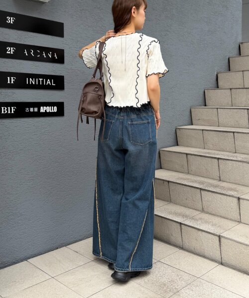 w closet(ダブルクローゼット)の「半袖配色ボレロカーデ 夏服(カーディガン/ボレロ・レディース・ネイビー/ピンク/オフホワイト/ブルー・FREE)」の11枚目の写真