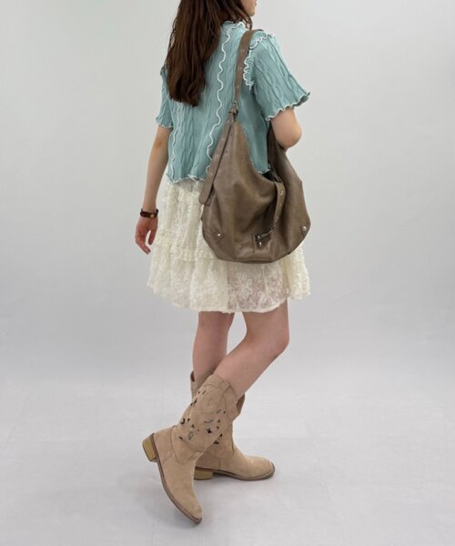 w closet(ダブルクローゼット)の「半袖配色ボレロカーデ 夏服(カーディガン/ボレロ・レディース・ネイビー/ピンク/オフホワイト/ブルー・FREE)」の17枚目の写真