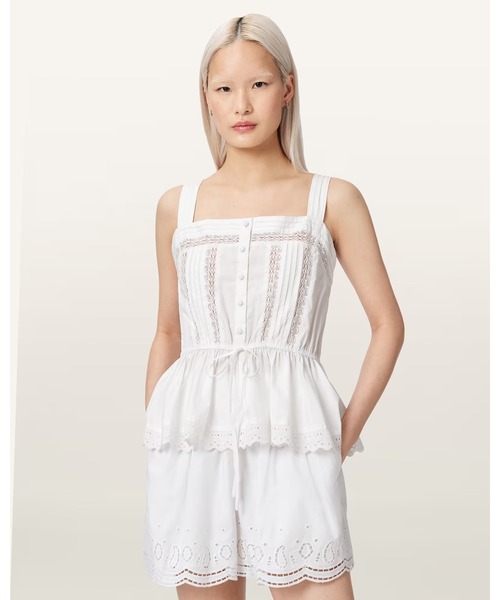 ALLSAINTS(オールセインツ)の「GWEN BOXY LACE TOP | GWEN ボクシー レース トップ(その他トップス・レディース・ホワイト・6/10/8)」の1枚目の写真