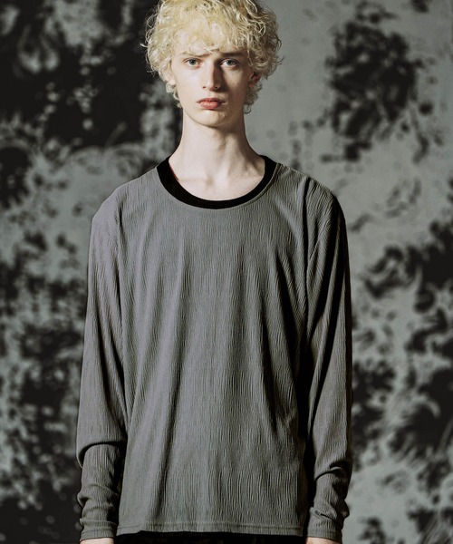 NO ID.（ノーアイディ）の「【NO ID.】 Layered C/N Pullover / レイヤードクルーネックプルオーバー（Tシャツ/カットソー・メンズ・グレー/ブラック/ホワイト・ONE SIZE）」の3枚目の写真