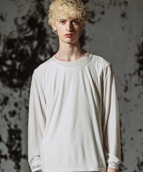 NO ID.（ノーアイディ）の「【NO ID.】 Layered C/N Pullover / レイヤードクルーネックプルオーバー（Tシャツ/カットソー・メンズ・グレー/ブラック/ホワイト・ONE SIZE）」の2枚目の写真