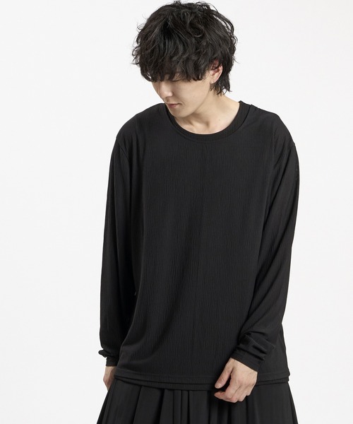 NO ID.（ノーアイディ）の「【NO ID.】 Layered C/N Pullover / レイヤードクルーネックプルオーバー（Tシャツ/カットソー・メンズ・グレー/ブラック/ホワイト・ONE SIZE）」の8枚目の写真