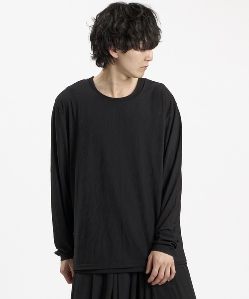 NO ID.（ノーアイディ）の「【NO ID.】 Layered C/N Pullover / レイヤードクルーネックプルオーバー（Tシャツ/カットソー・メンズ・グレー/ブラック/ホワイト・ONE SIZE）」の9枚目の写真