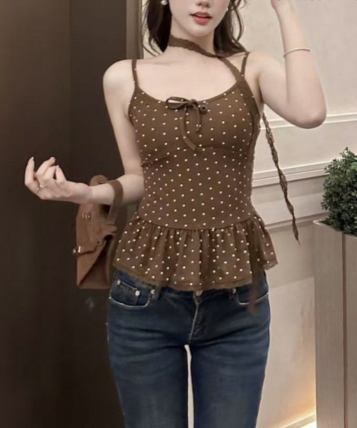 MASHIRO（マシロ）の「【MASHIRO】レースチョーカー付きドット柄キャミトップ(MA/EK165)（キャミソール・レディース・ブラック/ホワイト・FREE）」の9枚目の写真