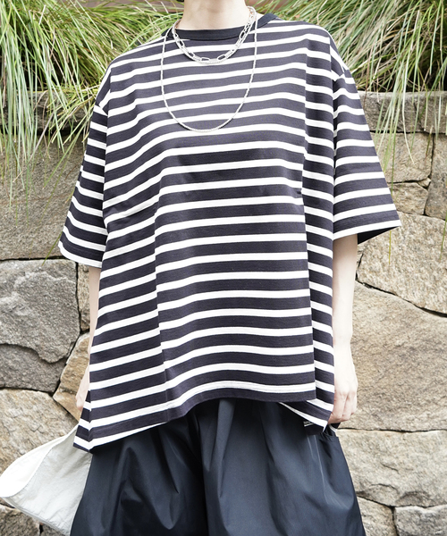 JOURNAL STANDARD LUXE（ジャーナルスタンダード　ラックス）の「バスクジャージ サイドタックプルオーバー（Tシャツ/カットソー・レディース・ホワイト/ブラック/ブラック系その他・FREE）」の3枚目の写真