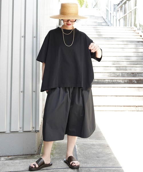 JOURNAL STANDARD LUXE（ジャーナルスタンダード　ラックス）の「バスクジャージ サイドタックプルオーバー（Tシャツ/カットソー・レディース・ホワイト/ブラック/ブラック系その他・FREE）」の4枚目の写真