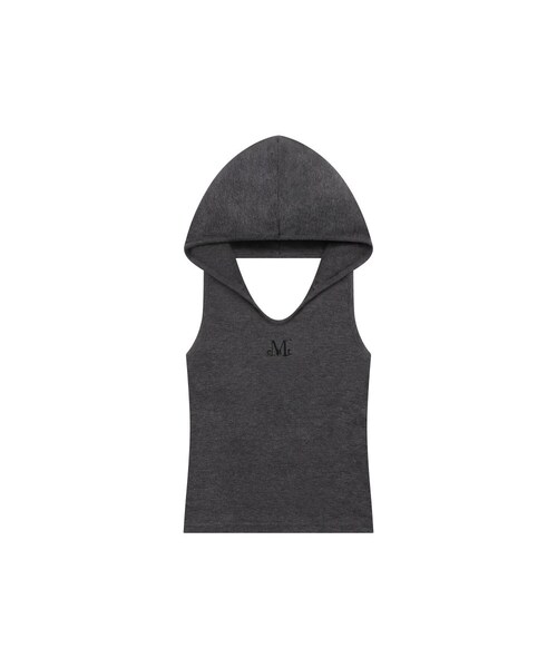 MUCENT(ムセント)の「ヒカ フードクロップバックスリーブレス (2カラー)(Tシャツ/カットソー・レディース・チャコールグレー/ブラック・FREE)」の2枚目の写真