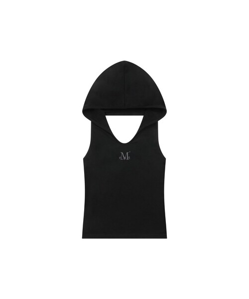 MUCENT(ムセント)の「ヒカ フードクロップバックスリーブレス (2カラー)(Tシャツ/カットソー・レディース・チャコールグレー/ブラック・FREE)」の1枚目の写真