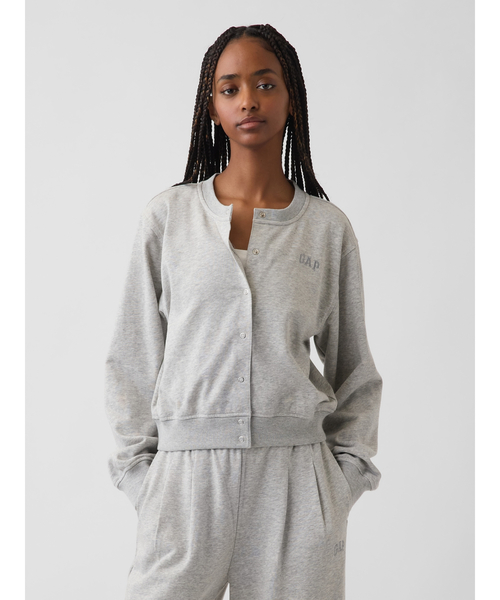 GAP(ギャップ)の「ヴィンテージソフト フレンチテリー リラックスフィット クロップド スウェットカーディガン(スウェット・レディース・グレー/ブラック・XXS/XS/S/M/L/XL)」の1枚目の写真