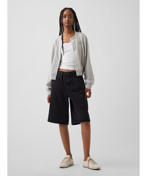 GAP(ギャップ)の「ヴィンテージソフト フレンチテリー リラックスフィット クロップド スウェットカーディガン(スウェット・レディース・グレー/ブラック・XXS/XS/S/M/L/XL)」の8枚目の写真