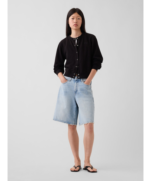 GAP(ギャップ)の「ヴィンテージソフト フレンチテリー リラックスフィット クロップド スウェットカーディガン(スウェット・レディース・グレー/ブラック・XXS/XS/S/M/L/XL)」の7枚目の写真