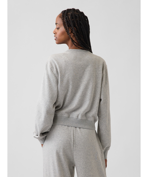 GAP(ギャップ)の「ヴィンテージソフト フレンチテリー リラックスフィット クロップド スウェットカーディガン(スウェット・レディース・グレー/ブラック・XXS/XS/S/M/L/XL)」の6枚目の写真