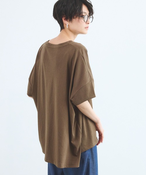 BARNYARDSTORM(バンヤードストーム)の「BARNYARDSTORM / スラブ調ワイドシルエットT / マシンウォッシャブル(Tシャツ/カットソー・レディース・ホワイト/ブラック/ブラウン・FREE)」の15枚目の写真