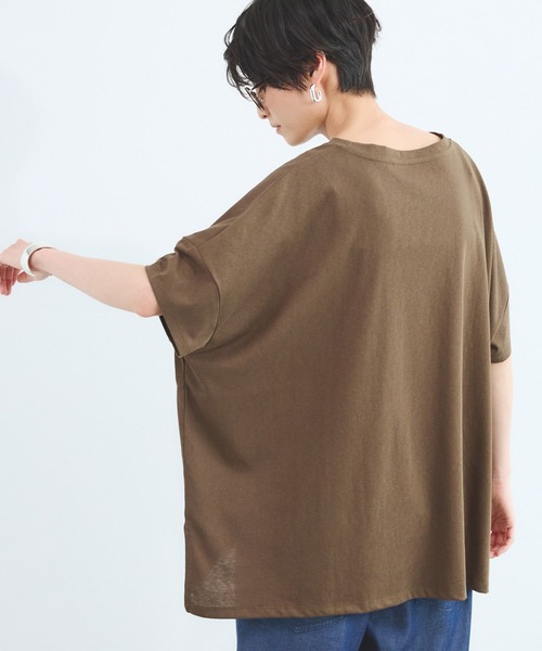 BARNYARDSTORM(バンヤードストーム)の「BARNYARDSTORM / スラブ調ワイドシルエットT / マシンウォッシャブル(Tシャツ/カットソー・レディース・ホワイト/ブラック/ブラウン・FREE)」の14枚目の写真