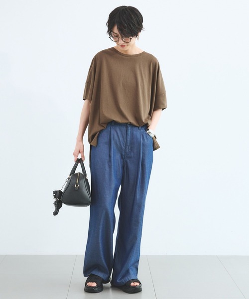 BARNYARDSTORM(バンヤードストーム)の「BARNYARDSTORM / スラブ調ワイドシルエットT / マシンウォッシャブル(Tシャツ/カットソー・レディース・ホワイト/ブラック/ブラウン・FREE)」の13枚目の写真