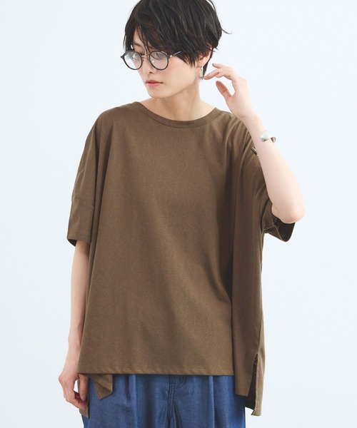 BARNYARDSTORM(バンヤードストーム)の「BARNYARDSTORM / スラブ調ワイドシルエットT / マシンウォッシャブル(Tシャツ/カットソー・レディース・ホワイト/ブラック/ブラウン・FREE)」の7枚目の写真