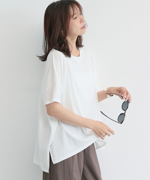 BARNYARDSTORM(バンヤードストーム)の「BARNYARDSTORM / スラブ調ワイドシルエットT / マシンウォッシャブル(Tシャツ/カットソー・レディース・ホワイト/ブラック/ブラウン・FREE)」の11枚目の写真
