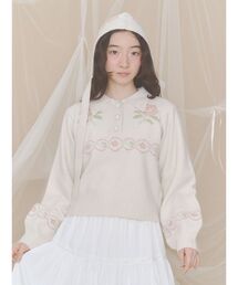 rose jacquardポロニット