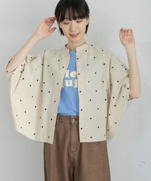 ドット刺繍ポンチョブラウス