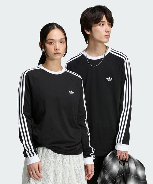 adidas(アディダス)の「スリーストライプス ロングスリーブ Tシャツ / ロンT / アディダスオリジナルス adidas Originals(Tシャツ/カットソー・メンズ・ブラック・SMALL/X-LARGE/MEDIUM/LARGE/X-SMALL/XX-SMALL/3XL/XX-LARGE)」の1枚目の写真