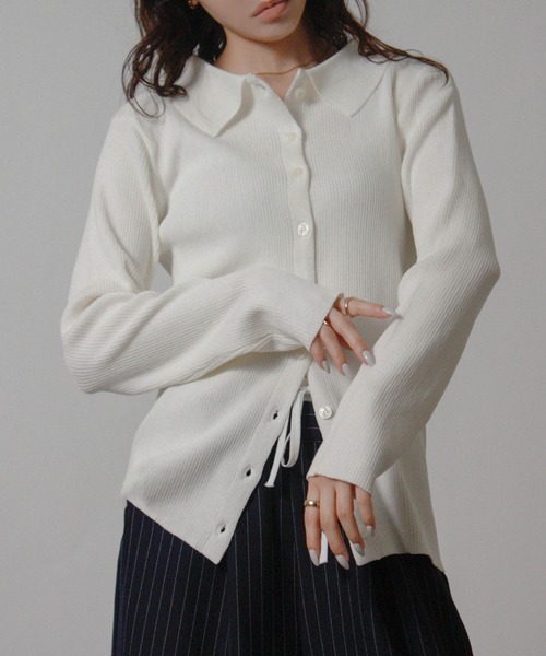 NYLAUS(ナイラス)の「【SG】オープンカラー ニット カーディガン 長袖(カーディガン/ボレロ・レディース・アイボリー/ブルー/ブラック・M)」の4枚目の写真