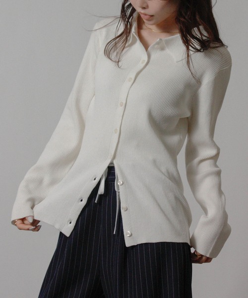 NYLAUS(ナイラス)の「【SG】オープンカラー ニット カーディガン 長袖(カーディガン/ボレロ・レディース・アイボリー/ブルー/ブラック・M)」の5枚目の写真