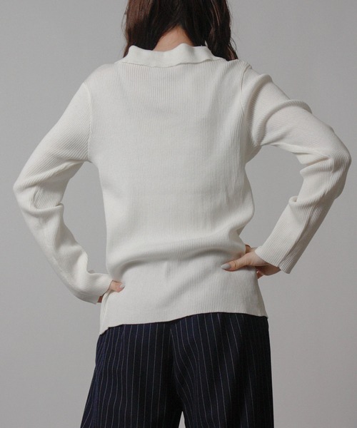 NYLAUS(ナイラス)の「【SG】オープンカラー ニット カーディガン 長袖(カーディガン/ボレロ・レディース・アイボリー/ブルー/ブラック・M)」の6枚目の写真