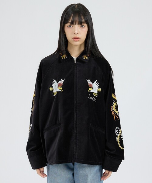 THRIFTY LOOK(スリフティールック)の「【THRIFTY LOOK / スリフティールック】OKINAWA SOUVENIR JACKET / オキナワ / スーベニアジャケット(ブルゾン・メンズ・ブラック系その他2・L/M)」の2枚目の写真