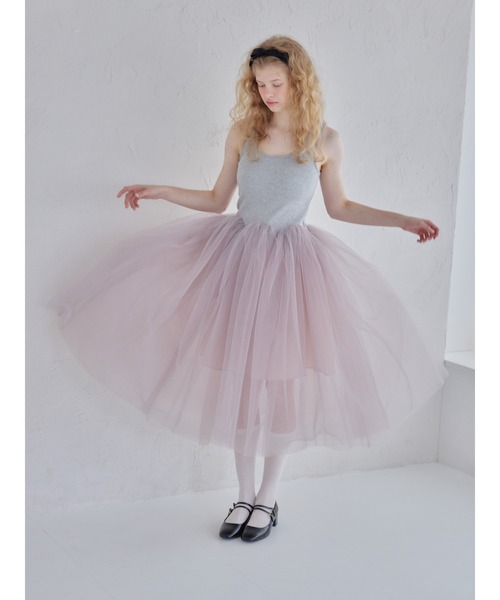 etre loin(エトルワン)の「Volume tulle skirt tank dress / ボリュームチュールスカートタンクワンピース(ワンピース・レディース・グレー/ブラウン/ブラック・M)」の2枚目の写真