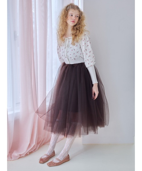 etre loin(エトルワン)の「Volume tulle skirt tank dress / ボリュームチュールスカートタンクワンピース(ワンピース・レディース・グレー/ブラウン/ブラック・M)」の9枚目の写真