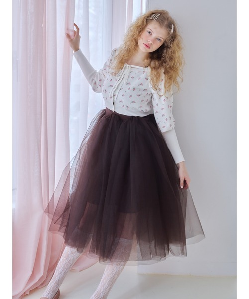 etre loin(エトルワン)の「Volume tulle skirt tank dress / ボリュームチュールスカートタンクワンピース(ワンピース・レディース・グレー/ブラウン/ブラック・M)」の10枚目の写真