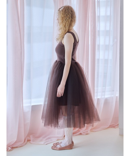 etre loin(エトルワン)の「Volume tulle skirt tank dress / ボリュームチュールスカートタンクワンピース(ワンピース・レディース・グレー/ブラウン/ブラック・M)」の14枚目の写真