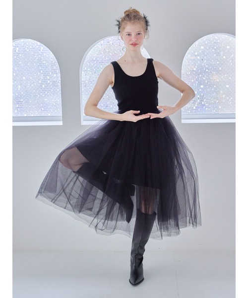 etre loin(エトルワン)の「Volume tulle skirt tank dress / ボリュームチュールスカートタンクワンピース(ワンピース・レディース・グレー/ブラウン/ブラック・M)」の21枚目の写真