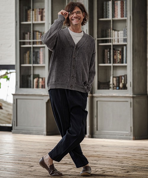 CAMBIO(カンビオ)の「mcg3866-Faded Wash V Neck Knit Cardigan ニットカーディガン(PF-262-015)(カーディガン/ボレロ・メンズ・ブラック/ブルー/マスタード/グレイッシュベージュ・M/L)」の8枚目の写真