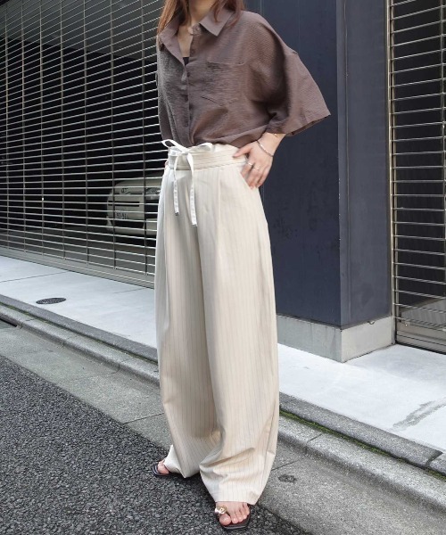 CORNERS（コーナーズ）の「レイヤード風ストライプパンツ（その他パンツ・レディース・ネイビー/グレー/アイボリー・M）」の8枚目の写真