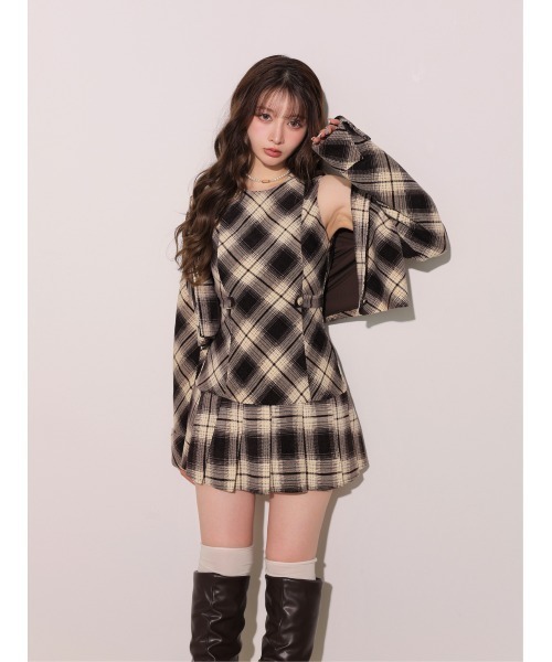M me eme(エムミーエメ)の「Check shirt collar cropped jacket(eme10865)(その他アウター・レディース・ブラウン/ブラック・FREE)」の7枚目の写真