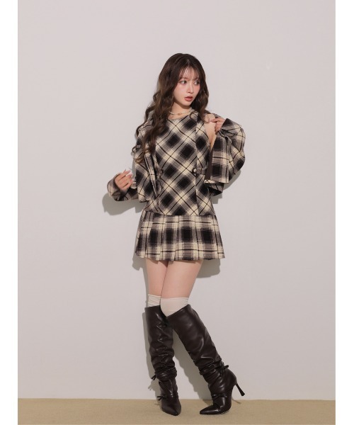 M me eme(エムミーエメ)の「Check shirt collar cropped jacket(eme10865)(その他アウター・レディース・ブラウン/ブラック・FREE)」の10枚目の写真