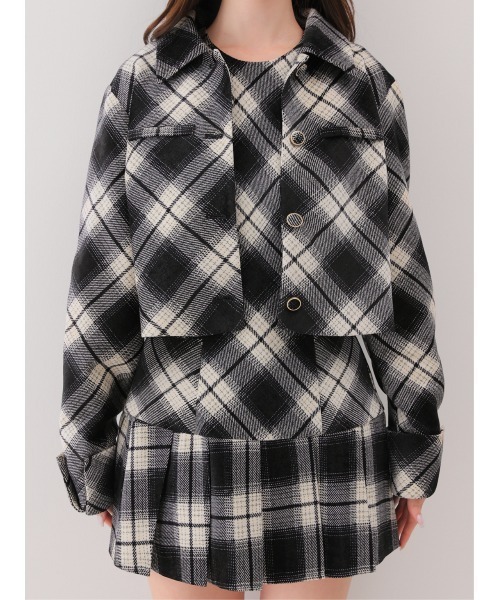 M me eme(エムミーエメ)の「Check shirt collar cropped jacket(eme10865)(その他アウター・レディース・ブラウン/ブラック・FREE)」の13枚目の写真