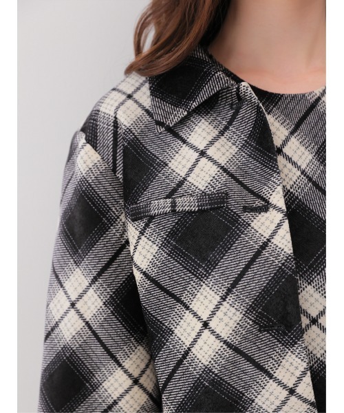 M me eme(エムミーエメ)の「Check shirt collar cropped jacket(eme10865)(その他アウター・レディース・ブラウン/ブラック・FREE)」の15枚目の写真