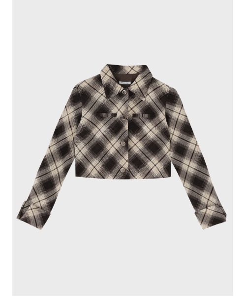 Check shirt collar cropped jacket(eme10865)（その他アウター）｜M