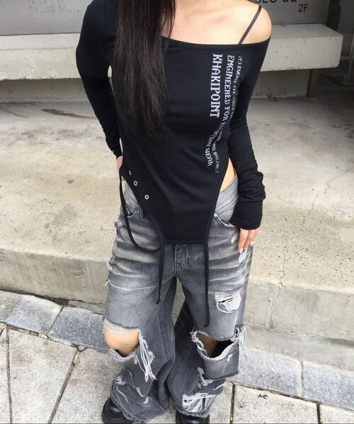 KHAKIPOINT(カーキポイント)の「Extended Strap Top (black)(Tシャツ/カットソー・レディース・その他・FREE)」の5枚目の写真