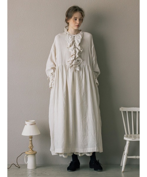 TSUHARU by Samansa Mos2(ツハルバイサマンサモスモス)の「【ecru×brown collection】リネンフリルワンピース【WEB限定 Sサイズ】(ワンピース・レディース・ベージュ系その他/ブラウン・M)」の2枚目の写真
