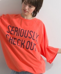 天竺編みラグラン SERIOUSLY フロント＆バック ロゴ プリント Tシャツ