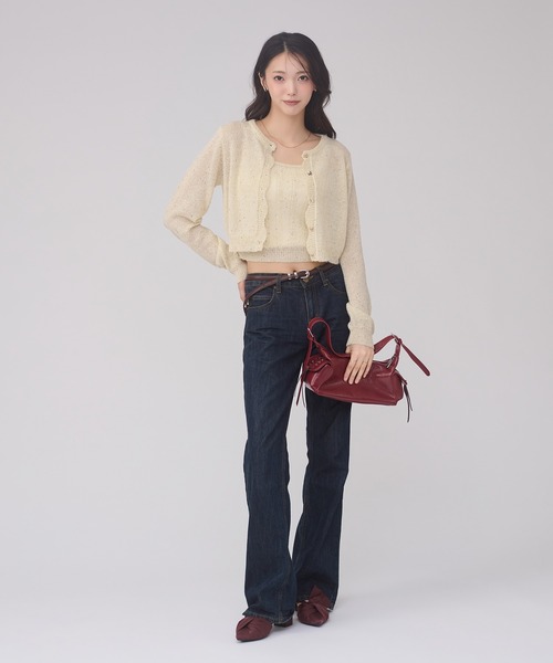 Ambre Neige(アンブルネージュ)の「sequins knit ensemble / スパンコールニットアンサンブル(カーディガン/ボレロ・レディース・グレー/アイボリー/ピンクベージュ・FREE)」の6枚目の写真