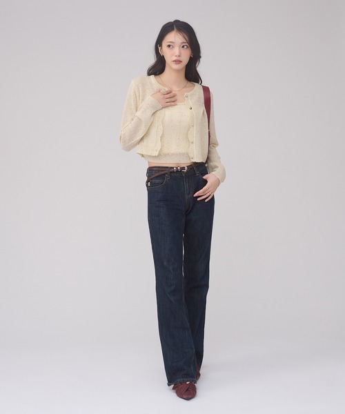 Ambre Neige(アンブルネージュ)の「sequins knit ensemble / スパンコールニットアンサンブル(カーディガン/ボレロ・レディース・グレー/アイボリー/ピンクベージュ・FREE)」の5枚目の写真