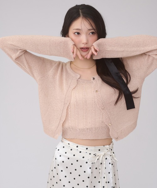 Ambre Neige(アンブルネージュ)の「sequins knit ensemble / スパンコールニットアンサンブル(カーディガン/ボレロ・レディース・グレー/アイボリー/ピンクベージュ・FREE)」の22枚目の写真