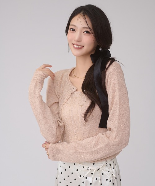 Ambre Neige(アンブルネージュ)の「sequins knit ensemble / スパンコールニットアンサンブル(カーディガン/ボレロ・レディース・グレー/アイボリー/ピンクベージュ・FREE)」の21枚目の写真