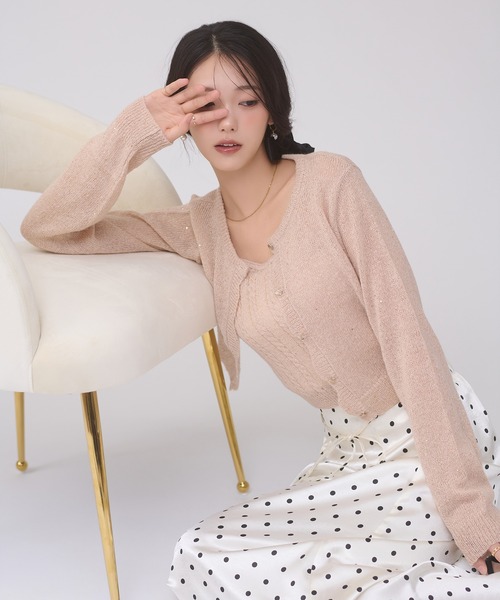 Ambre Neige(アンブルネージュ)の「sequins knit ensemble / スパンコールニットアンサンブル(カーディガン/ボレロ・レディース・グレー/アイボリー/ピンクベージュ・FREE)」の17枚目の写真